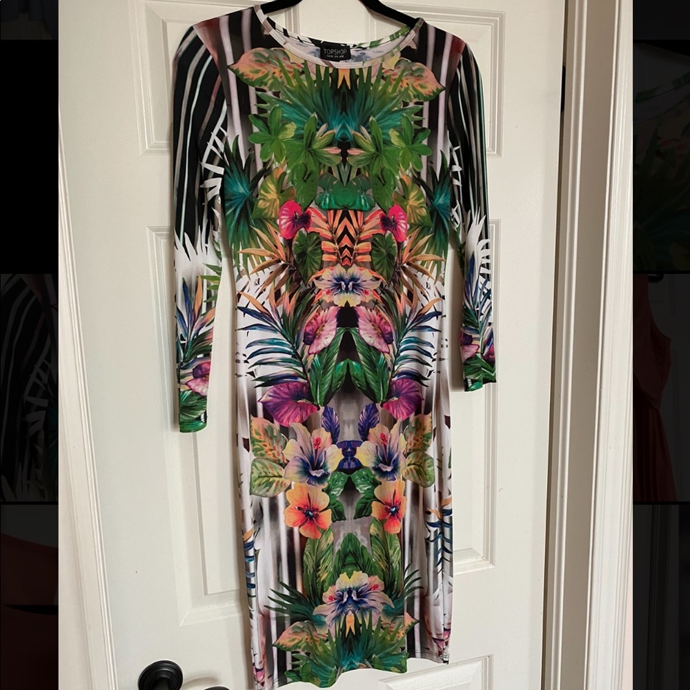 TopShop Midi Jungle Print Bodycon Dress